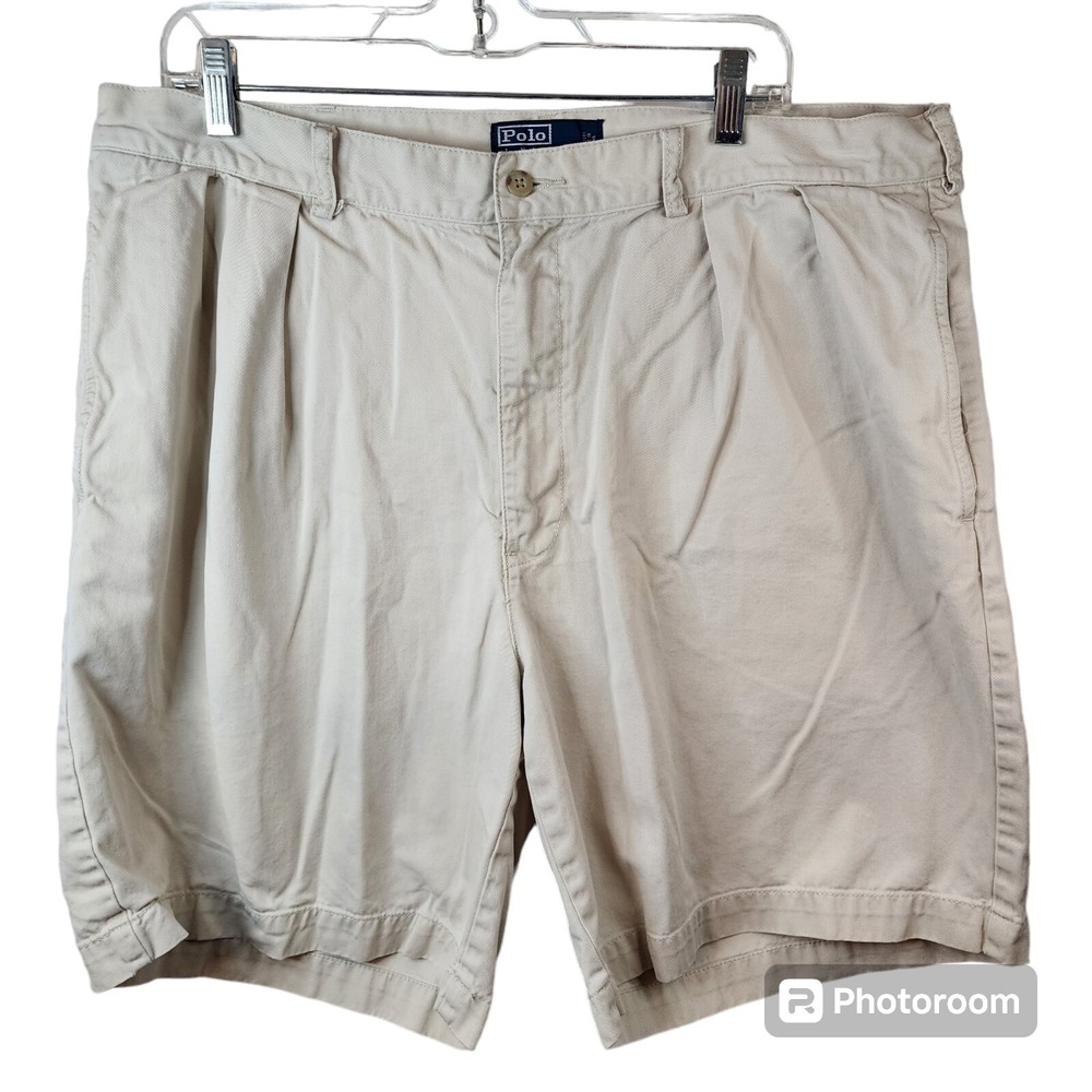 Polo Ralph Lauren Tyler Shorts Mens 40 X‎ 9" Chino Tan Casual Work Golf Pleated